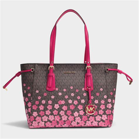 michael kors brown gold flower satchel|michael kors pink crossbody satchel.